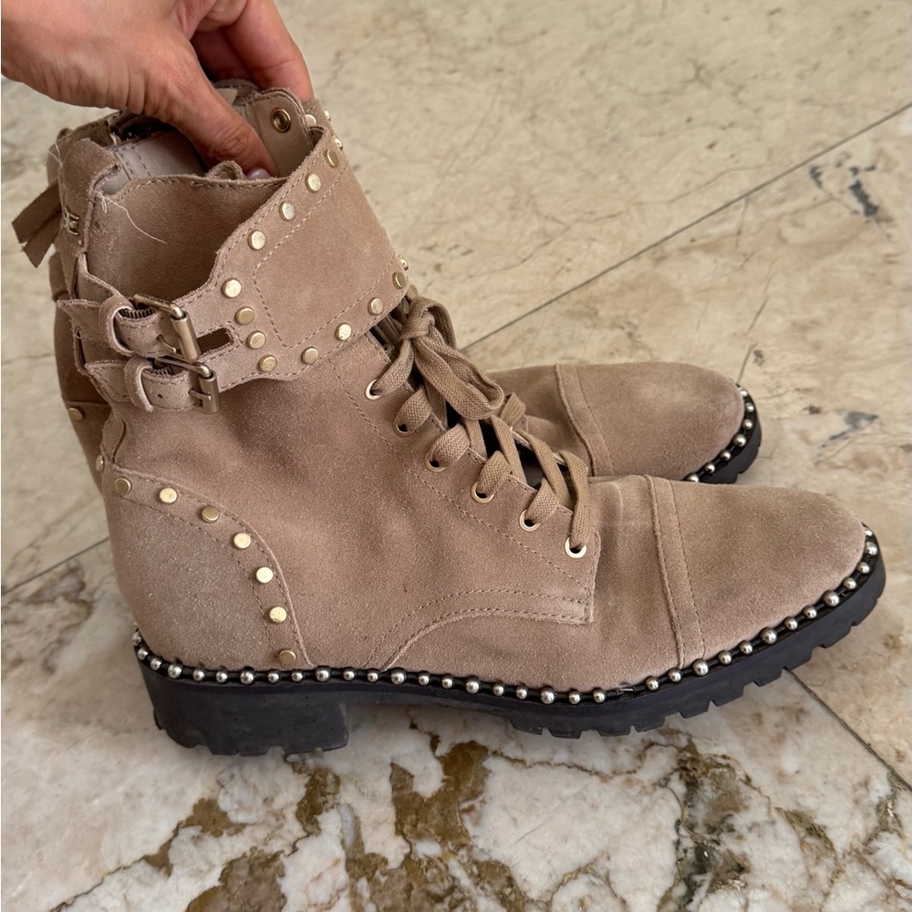 Sam Edelman  Studded Tan Ankle Boots